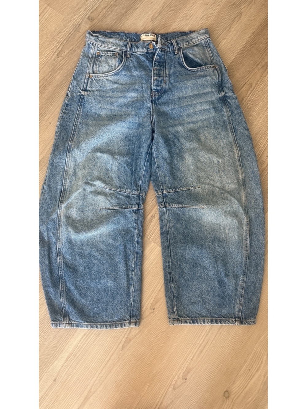 Free People We The Free Good Luck Mid-Rise Barrel Jeans Size 30 best wash